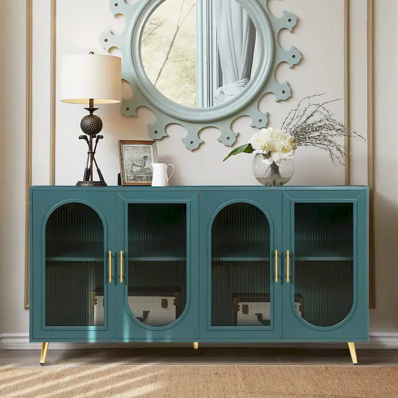 Buffet 4 portes avec portes vitrées et étagères réglables