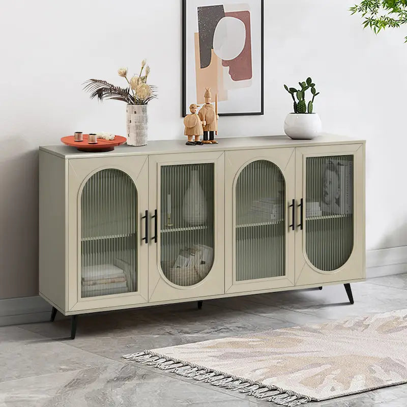 Buffet 4 portes avec portes vitrées et étagères réglables