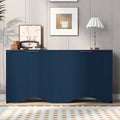 Bahut à quatre portes avec base ondulée, bleu marine / blanc / noir