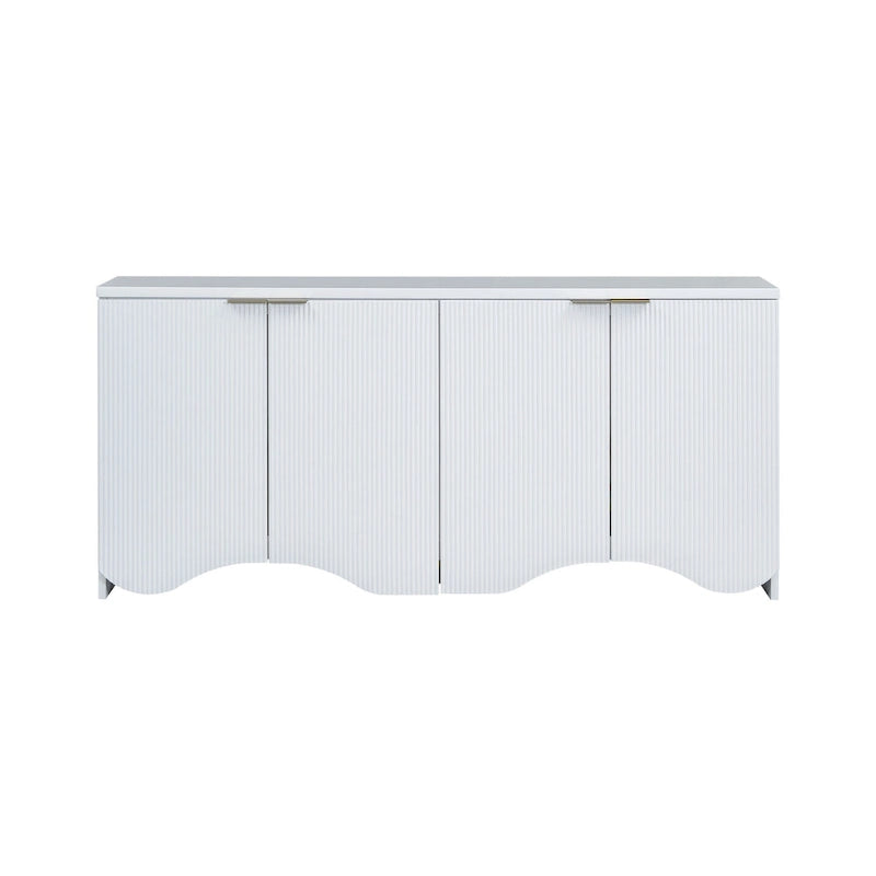 Bahut à quatre portes avec base ondulée, bleu marine / blanc / noir