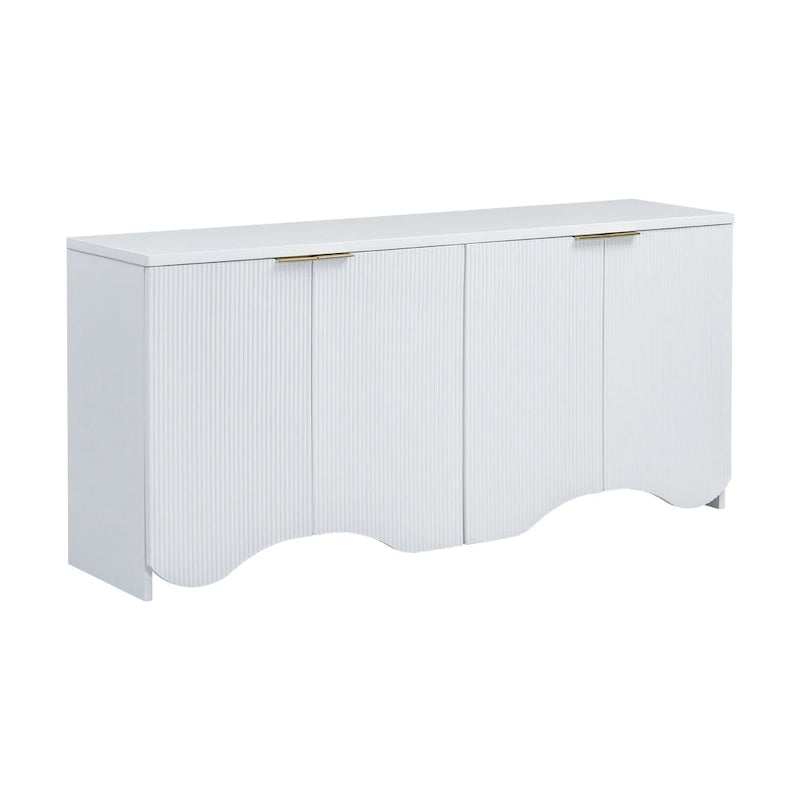 Bahut à quatre portes avec base ondulée, bleu marine / blanc / noir