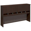 Haut d'armoire de bureau 72 po à 4 portes avec étagères ouvertes Mocha Cherry