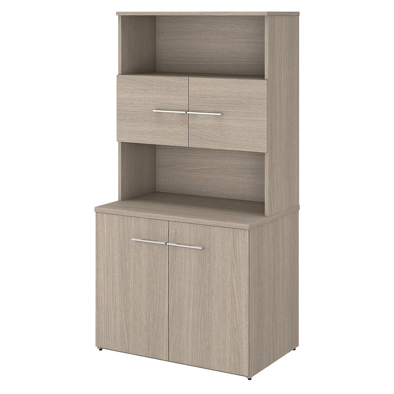 Meuble de rangement haut 36 W avec portes et étagères ouvertes Gris orage