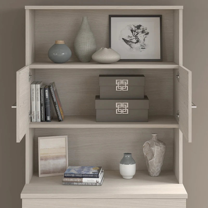 Meuble de rangement haut 36 W avec portes et étagères ouvertes Gris orage
