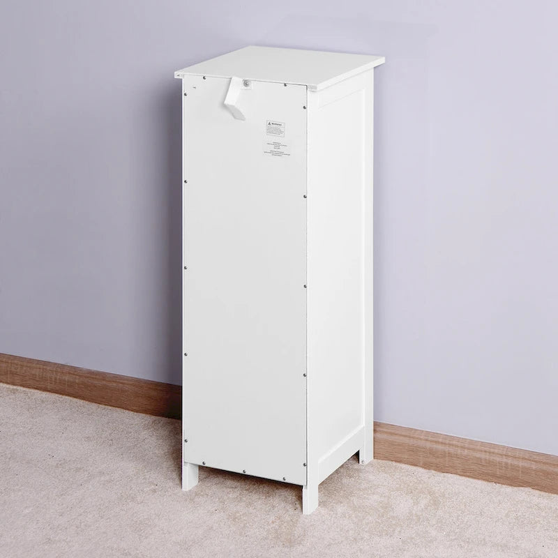 Meuble de rangement autoportant blanc à 4 tiroirs, Organisateur de salle de bain mince