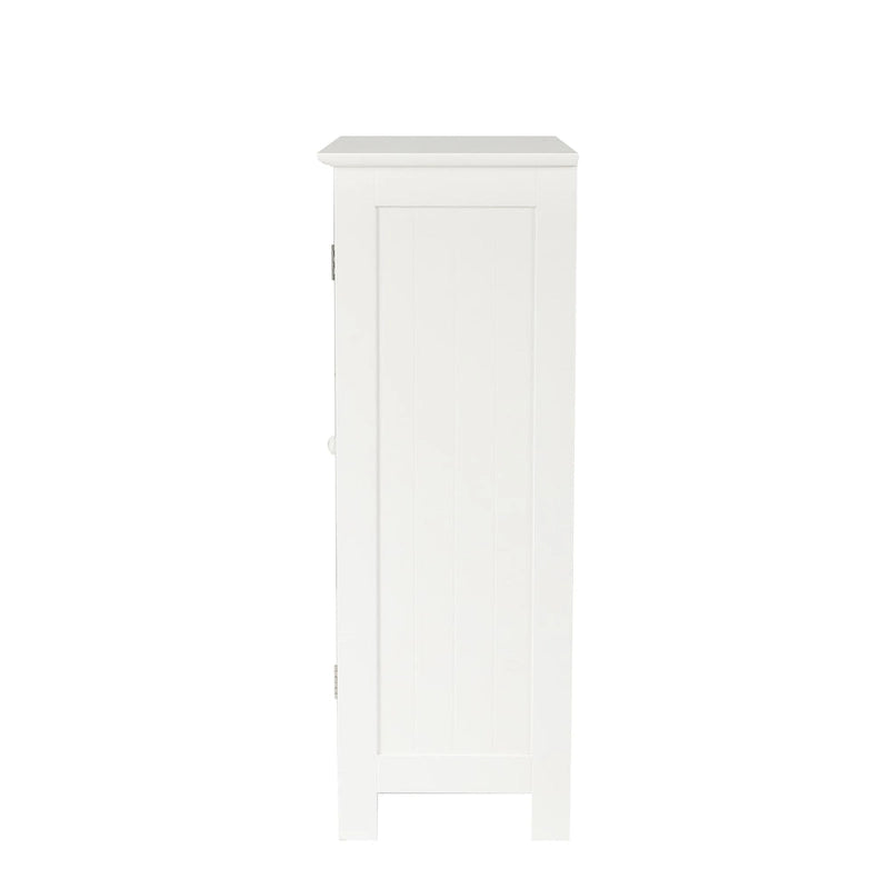 Meuble de salle de bain blanc avec 4 tiroirs et une porte