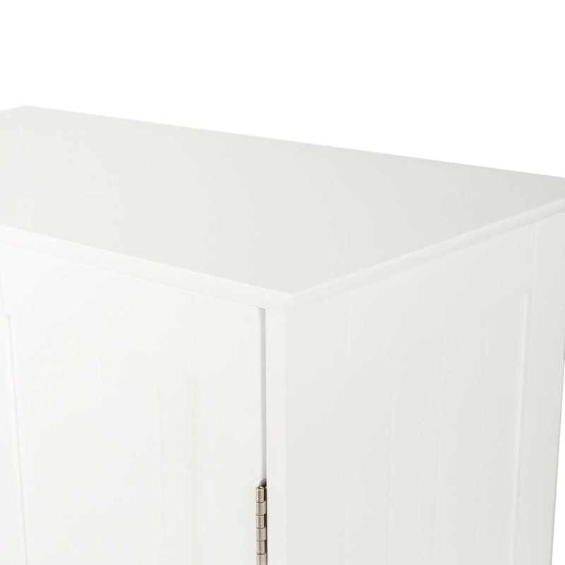 Meuble de salle de bain blanc avec 4 tiroirs et une porte