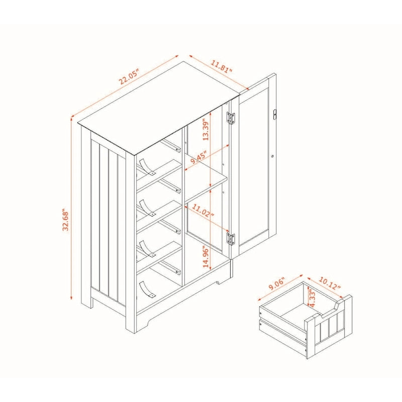 Meuble de salle de bain blanc avec 4 tiroirs et une porte