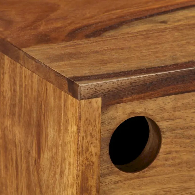 Buffet en Bois de Sesham Massif Marron et Blanc Portes Coulissantes Style Mid-Century