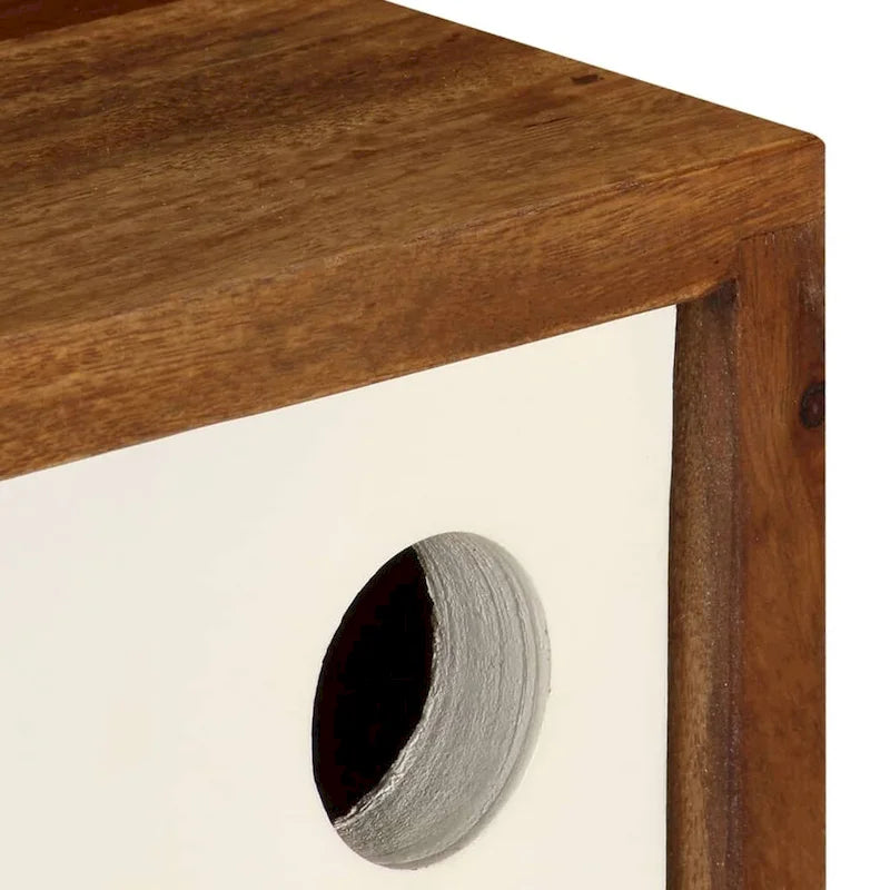 Buffet en Bois de Sesham Massif Marron et Blanc Portes Coulissantes Style Mid-Century