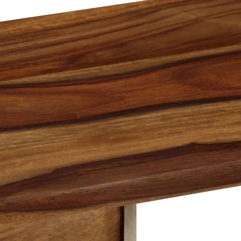 Buffet en Bois de Sesham Massif Marron et Blanc Portes Coulissantes Style Mid-Century