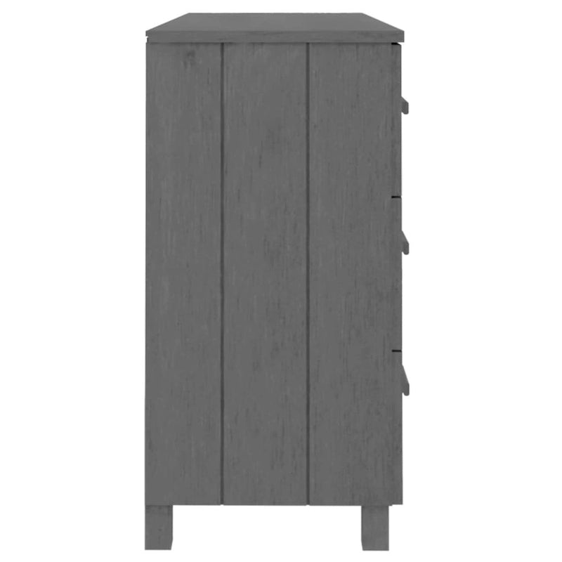 Buffet console en bois massif avec 6 tiroirs gris foncé