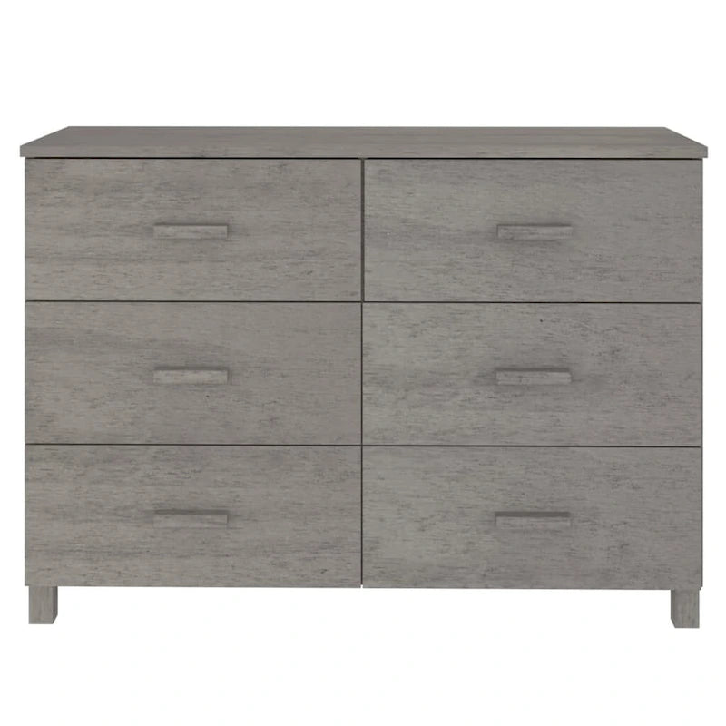 Buffet console en bois massif avec 6 tiroirs gris foncé