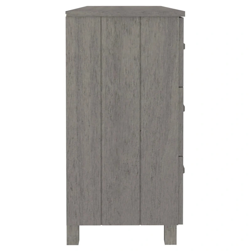 Buffet console en bois massif avec 6 tiroirs gris foncé