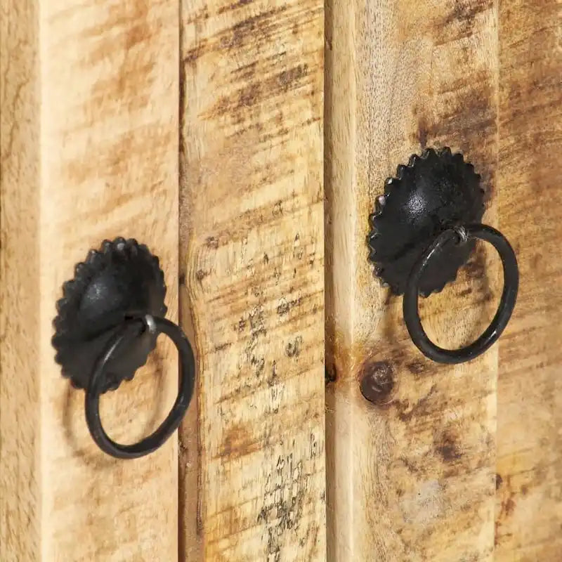 Buffet industriel en bois de manguier massif brun avec tiroirs et portes de placard