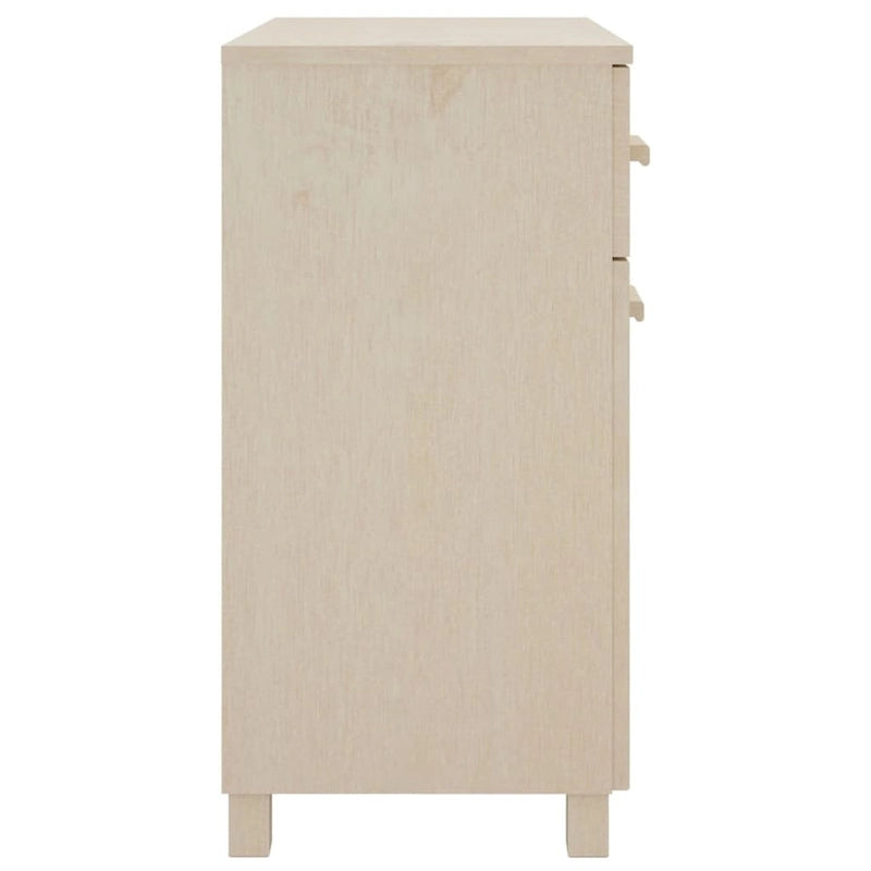 Buffet en pin massif avec tiroirs et portes, gris clair / blanc