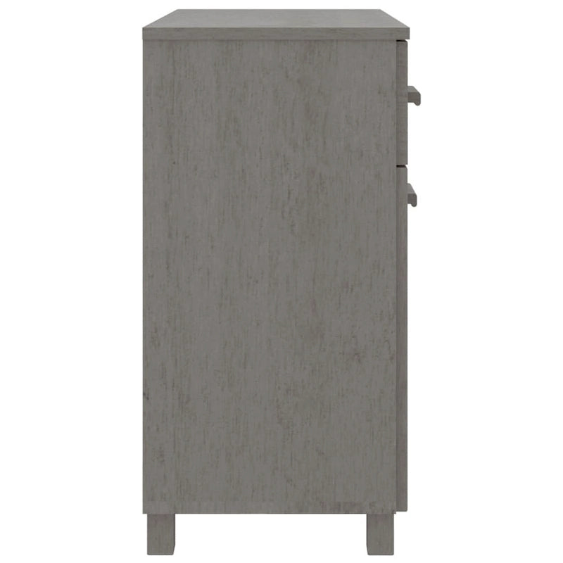 Buffet en pin massif avec tiroirs et portes, gris clair / blanc