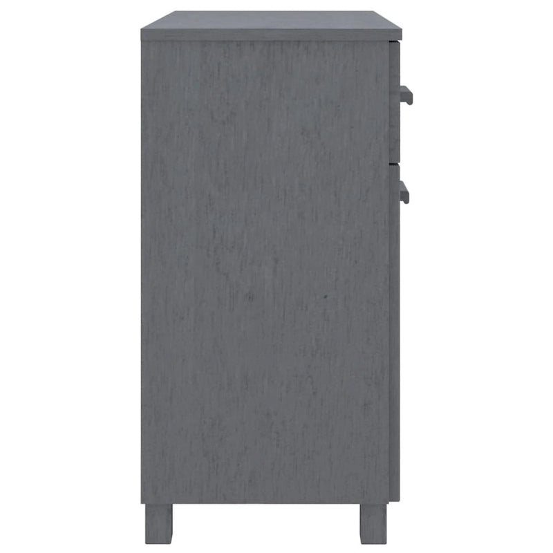 Buffet en pin massif avec tiroirs et portes, gris clair / blanc