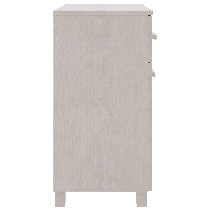 Buffet en pin massif avec tiroirs et portes, gris clair / blanc