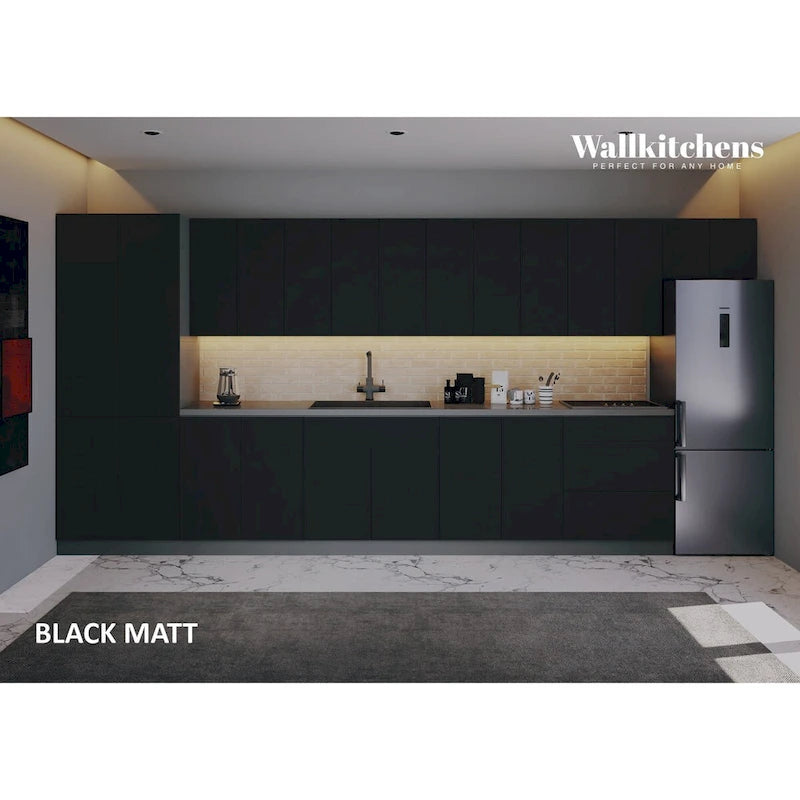 Meuble bas de cuisine noir mat moderne avec charnières à fermeture douce