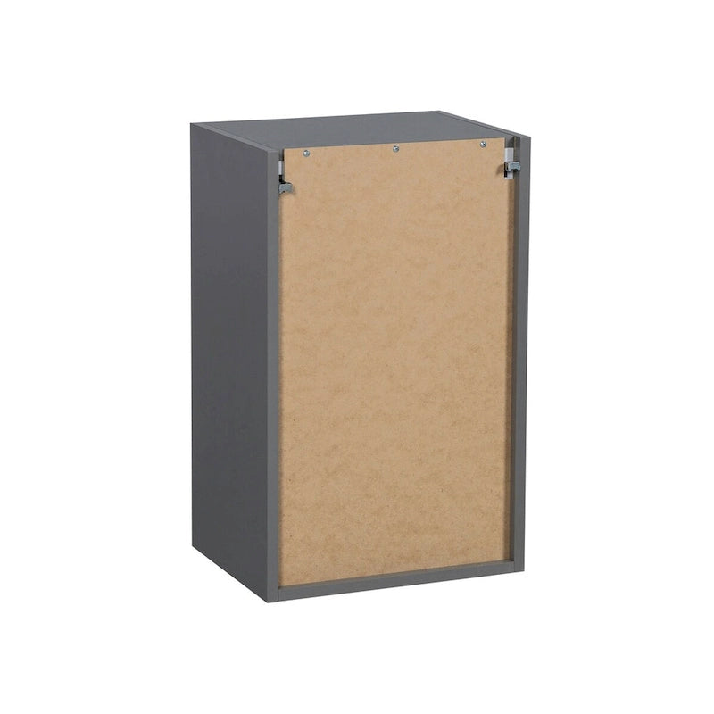 Meuble haut mural gris à porte unique avec étagère réglable, style moderne