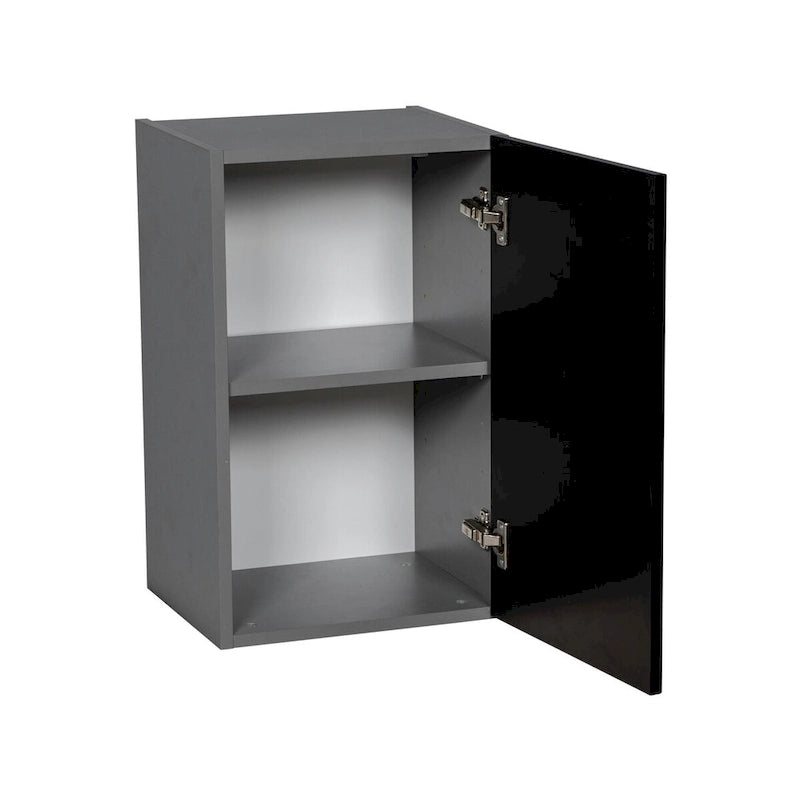 Meuble haut mural gris à porte unique avec étagère réglable, style moderne