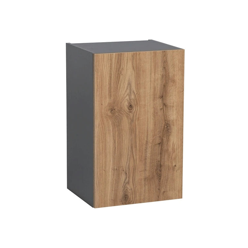 Meuble haut mural gris à porte unique avec étagère réglable, style moderne