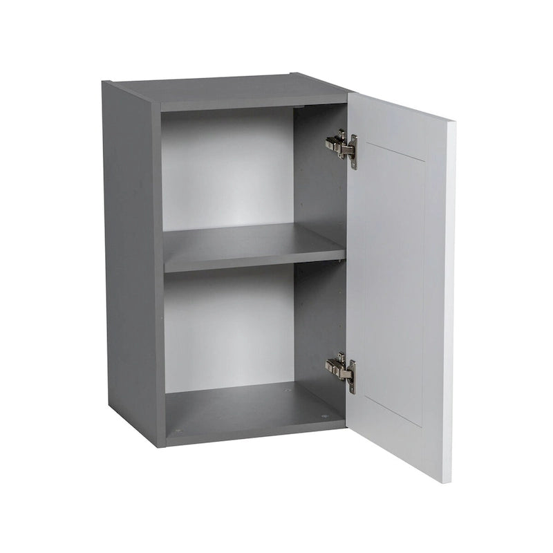 Meuble haut mural gris à porte unique avec étagère réglable, style moderne