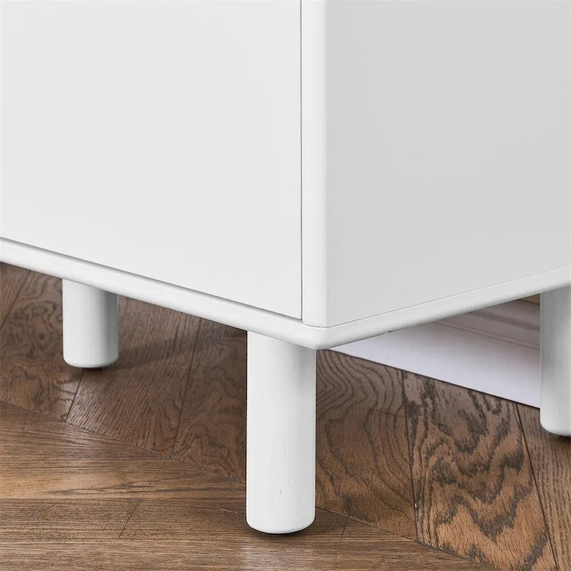 Meuble de rangement indépendant avec étagères ouvertes et pieds en bois massif blanc