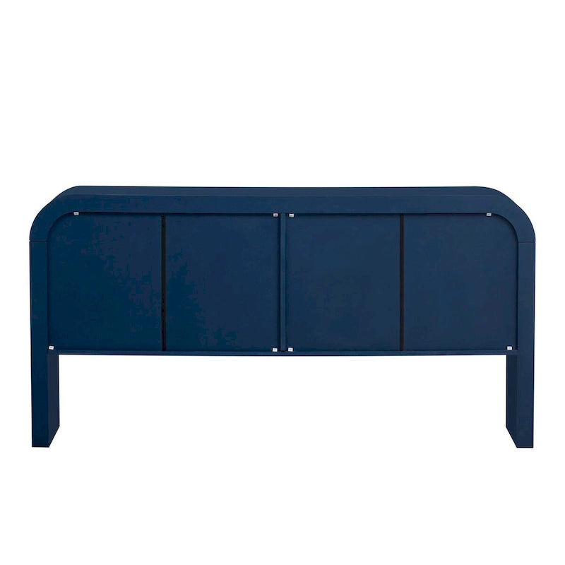 Buffet moderne cannelé avec 4 portes de rangement Noir Bleu Marine Blanc