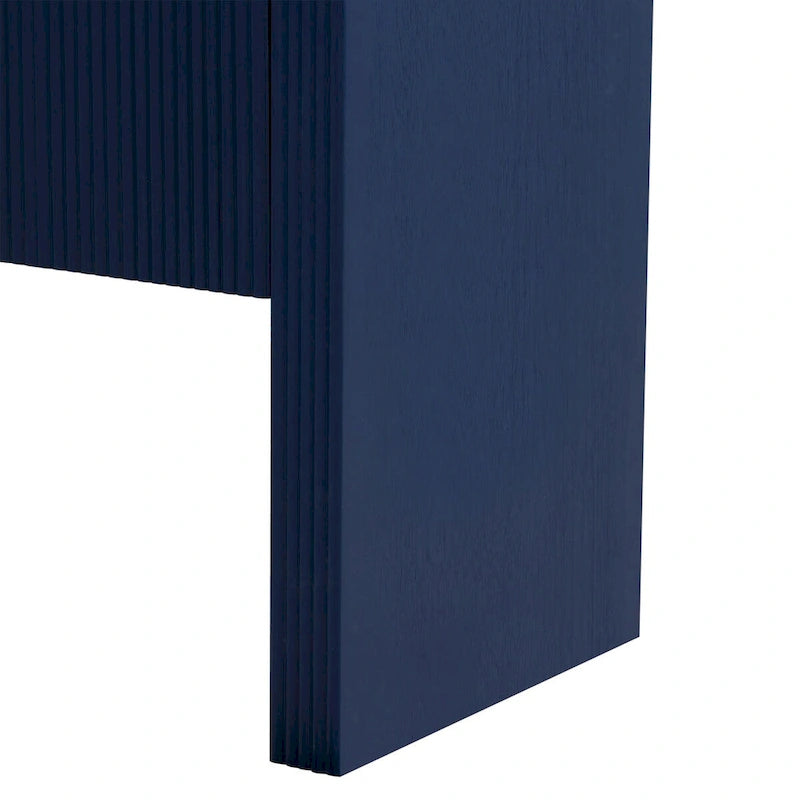 Buffet moderne cannelé avec 4 portes de rangement Noir Bleu Marine Blanc