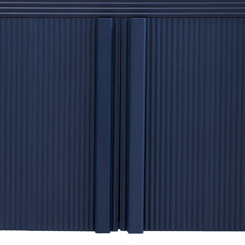 Buffet moderne cannelé avec 4 portes de rangement Noir Bleu Marine Blanc