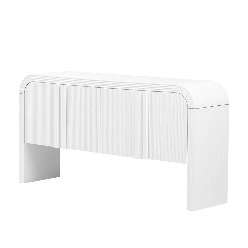 Buffet moderne cannelé avec 4 portes de rangement Noir Bleu Marine Blanc
