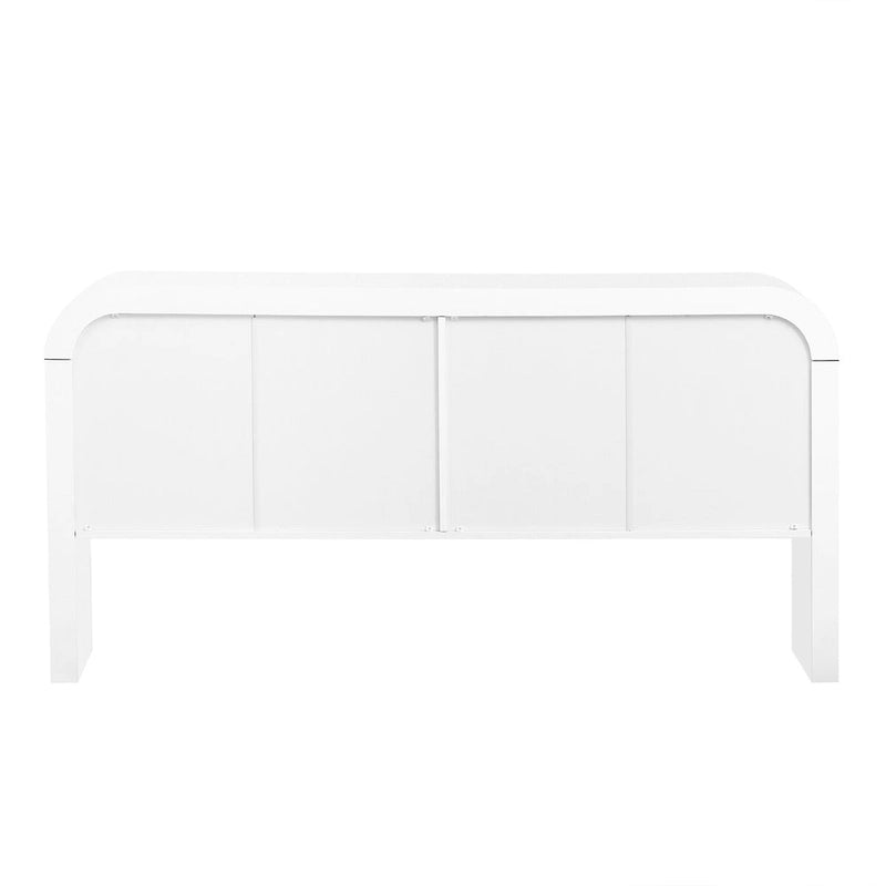 Buffet moderne cannelé avec 4 portes de rangement Noir Bleu Marine Blanc
