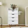 Meuble de rangement 4 tiroirs avec étagère ouverte et pieds en bois Blanc Rose