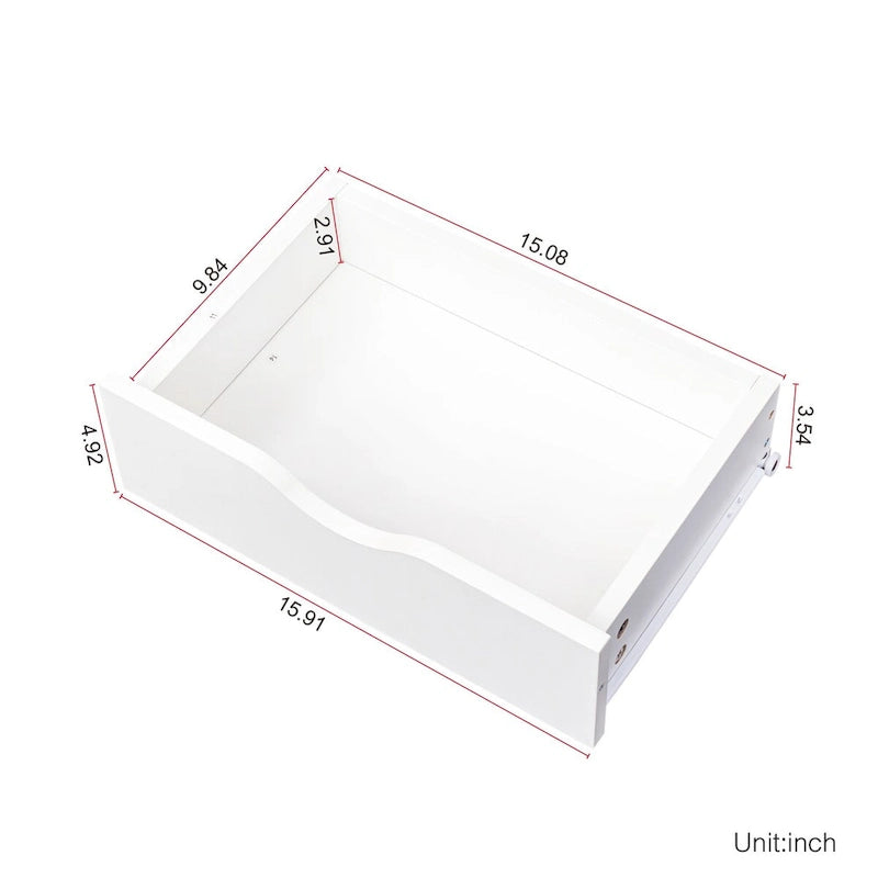 Meuble de rangement 4 tiroirs avec étagère ouverte et pieds en bois Blanc Rose