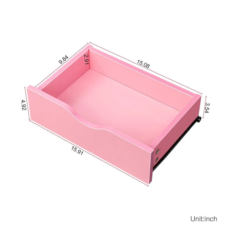 Meuble de rangement 4 tiroirs avec étagère ouverte et pieds en bois Blanc Rose