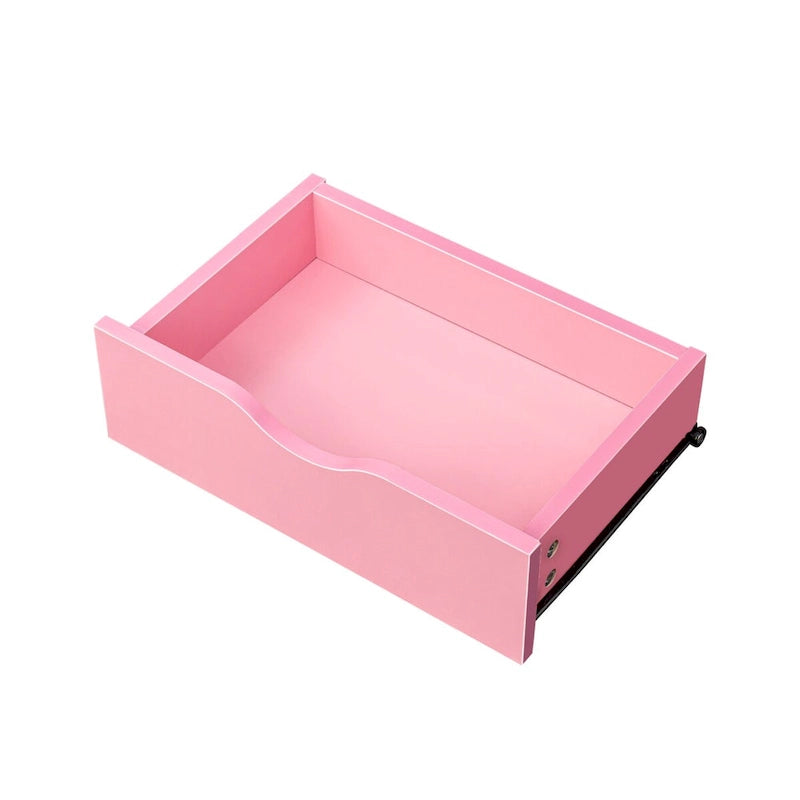 Meuble de rangement 4 tiroirs avec étagère ouverte et pieds en bois Blanc Rose
