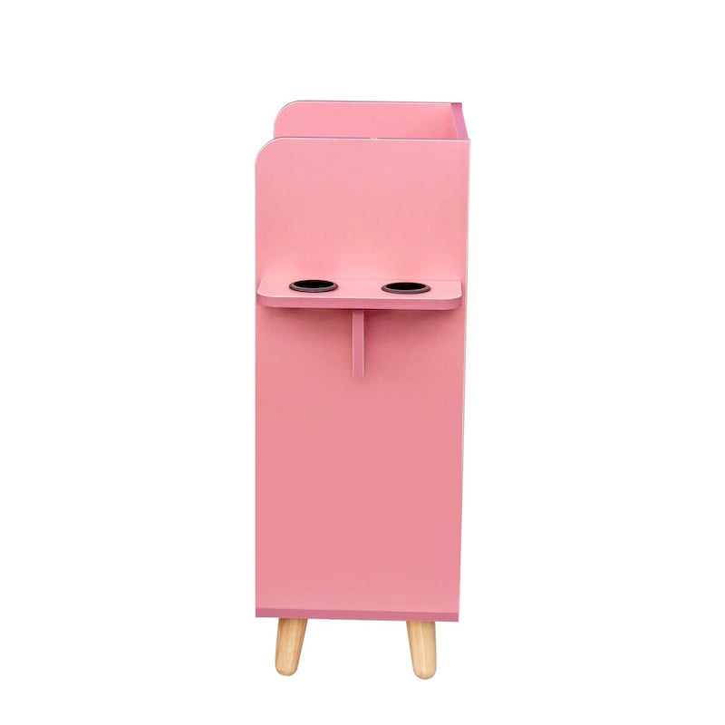 Meuble de rangement 4 tiroirs avec étagère ouverte et pieds en bois Blanc Rose