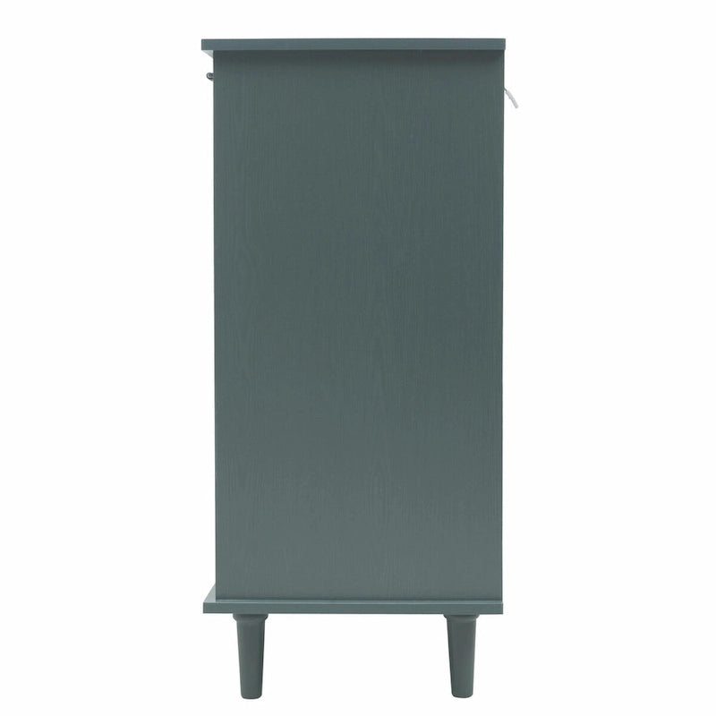 Buffet avec tiroirs et portes sculptées vert foncé et bleu