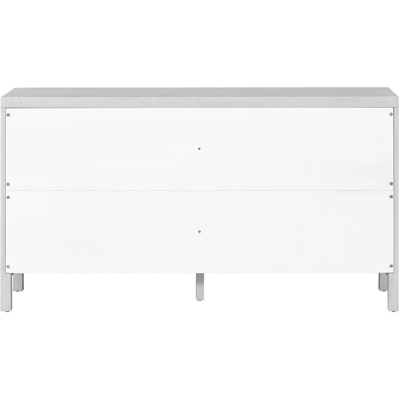 Buffet Rangement 4 Portes en Rotin Synthétique avec Étagères Réglables Gris Noir Blanc
