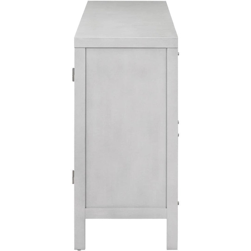 Buffet Rangement 4 Portes en Rotin Synthétique avec Étagères Réglables Gris Noir Blanc