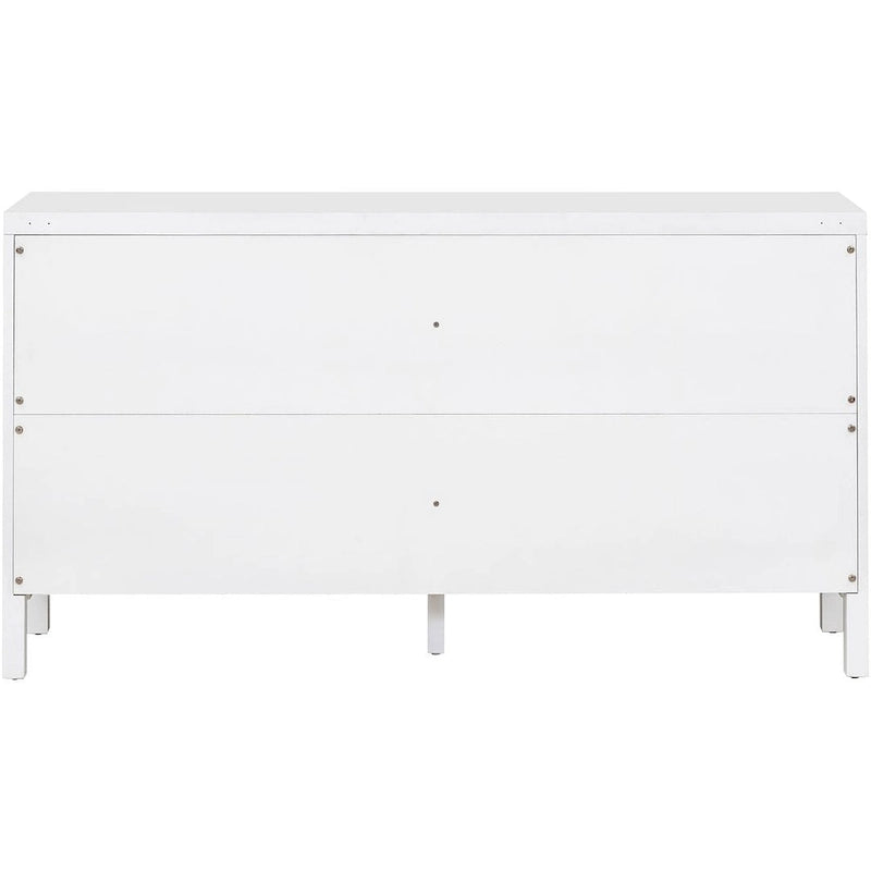 Buffet Rangement 4 Portes en Rotin Synthétique avec Étagères Réglables Gris Noir Blanc