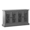 Bahut/Buffet gris antique à 4 portes avec portes en verre dépoli