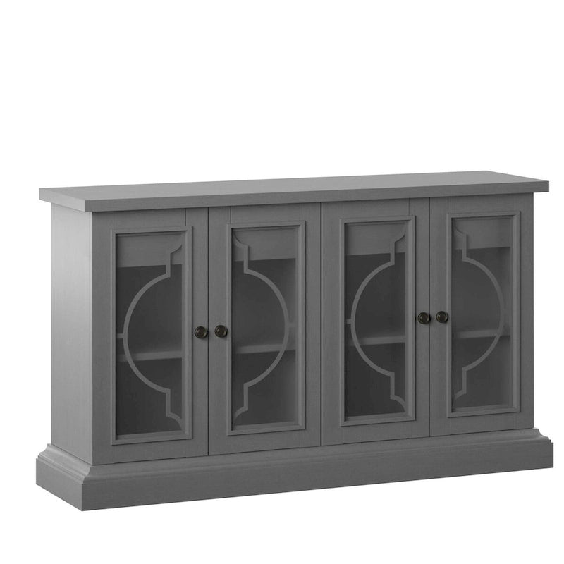 Bahut/Buffet gris antique à 4 portes avec portes en verre dépoli