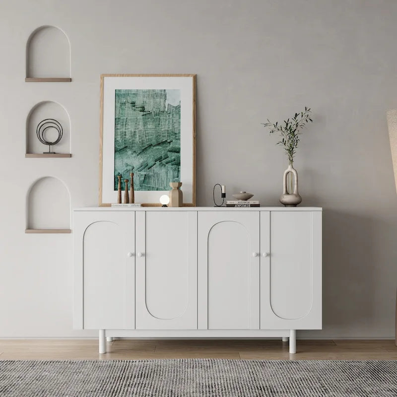 Meuble de rangement 4 portes Intaglio avec étagère réglable vert menthe