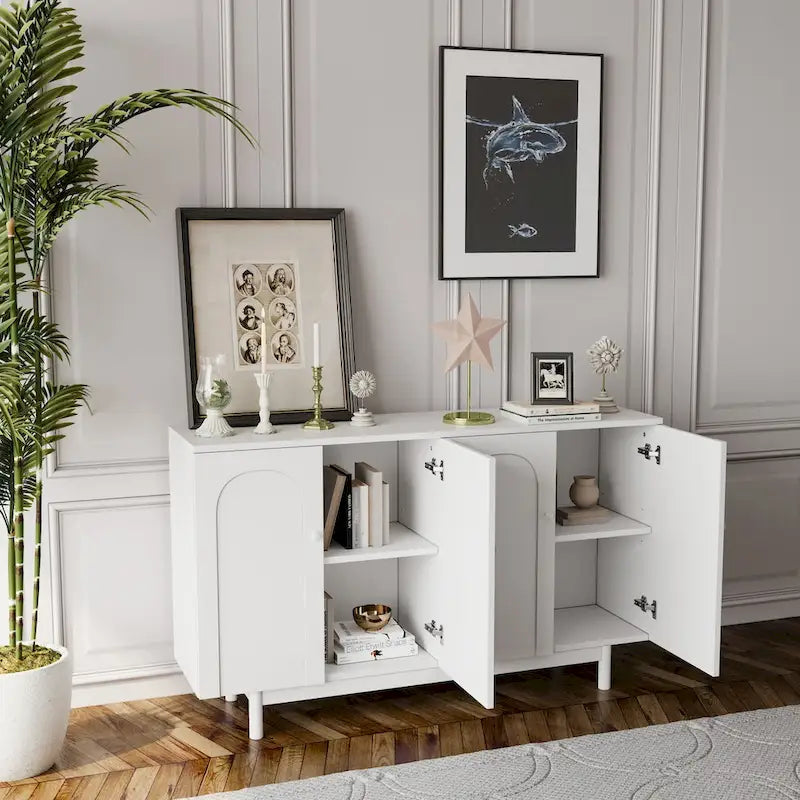 Meuble de rangement 4 portes Intaglio avec étagère réglable vert menthe