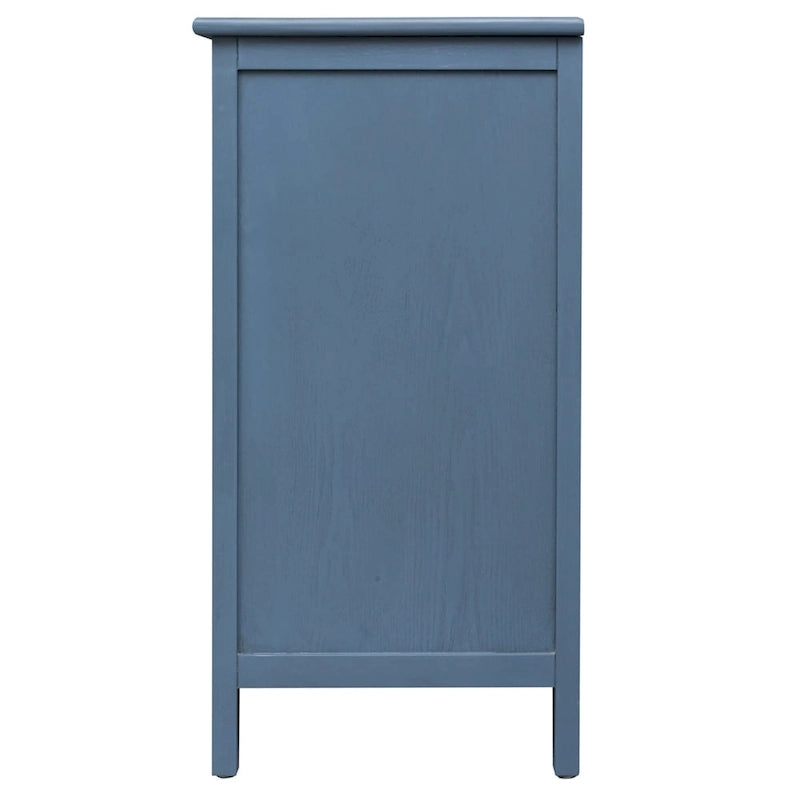 Commode bleue à 3 tiroirs avec poignées dorées finition bois