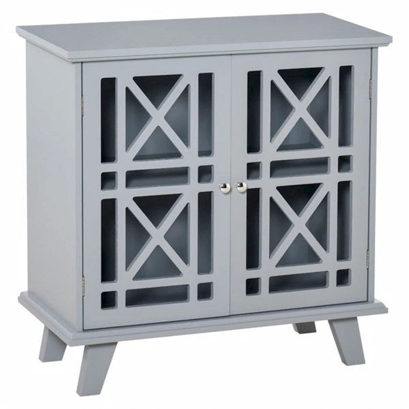 Meuble de rangement à deux portes en MDF gris style français avec portes à croisillons