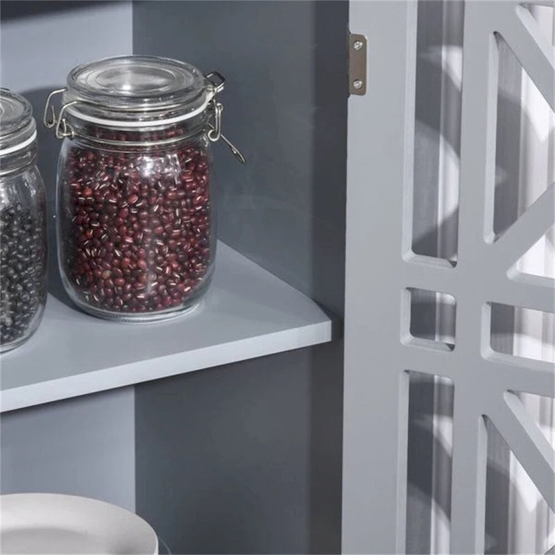 Meuble de rangement à deux portes en MDF gris style français avec portes à croisillons